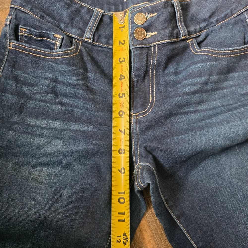 Cello Womens Dark Wash Flare Jeans Distressed Hem Size 5 - Picture 4 of 9